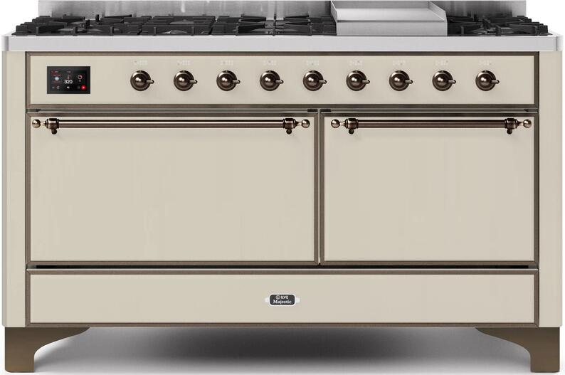 ILVE - 60" Magestic II Series Freestanding Dual Fuel Range - Griddle, Solid Door(s) - Warming Drawer - Natural Gas