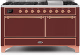 ILVE - 60" Magestic II Series Freestanding Dual Fuel Range - Griddle, Solid Door(s) - Warming Drawer - Natural Gas