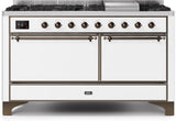 ILVE - 60" Magestic II Series Freestanding Dual Fuel Range - Griddle, Solid Door(s) - Warming Drawer - Natural Gas