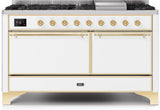 ILVE - 60" Magestic II Series Freestanding Dual Fuel Range - Griddle, Solid Door(s) - Warming Drawer - Natural Gas