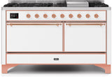 ILVE - 60" Magestic II Series Freestanding Dual Fuel Range - Griddle, Solid Door(s) - Warming Drawer - Natural Gas