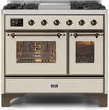 ILVE - 40" Magestic II Series Freestanding Dual Fuel Range - Double Oven - Griddle, Glass Door(s) - Warming Drawer - Natural Gas