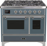 ILVE - 40" Magestic II Series Freestanding Dual Fuel Range - Double Oven - Griddle, Glass Door(s) - Warming Drawer - Natural Gas