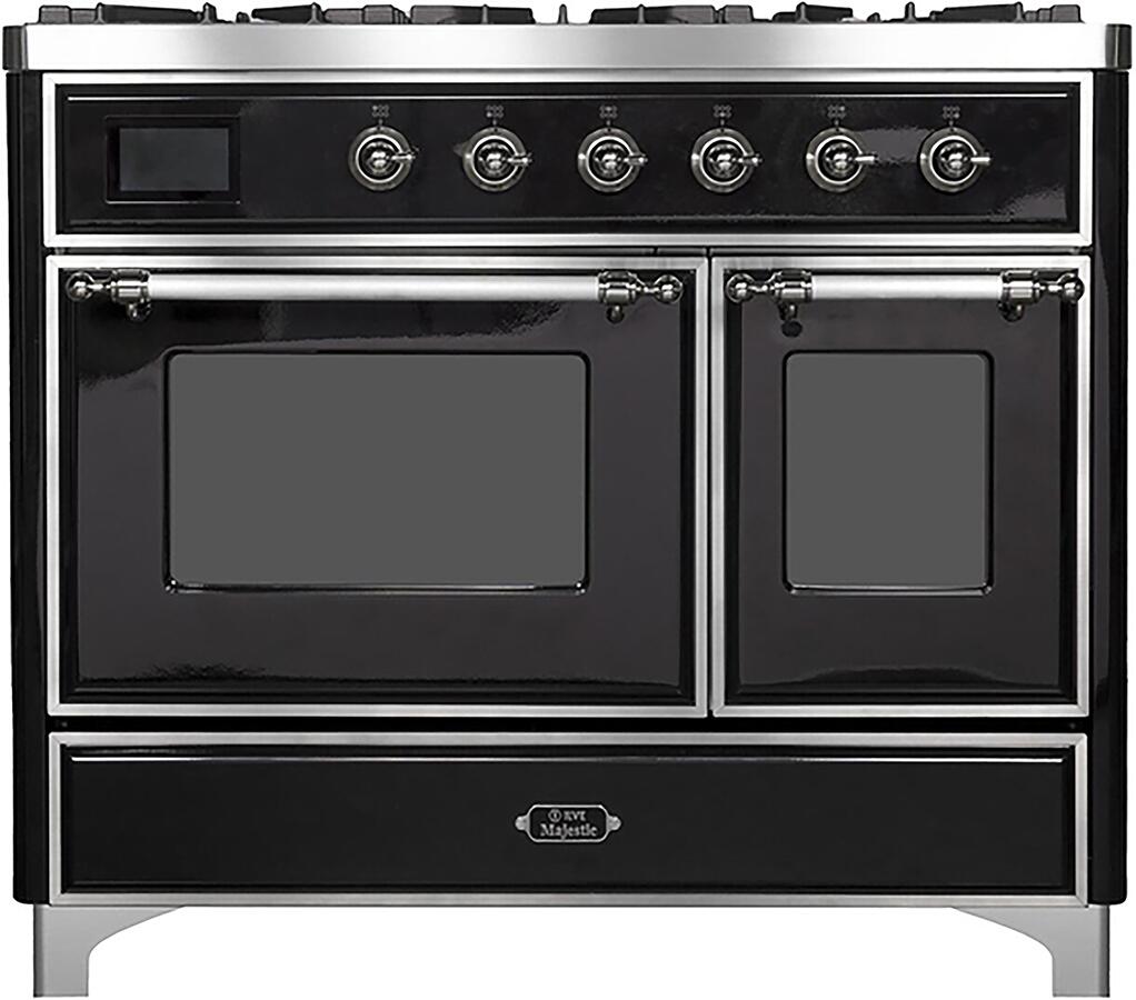 ILVE - 40" Magestic II Series Freestanding Dual Fuel Range - Double Oven - Griddle, Glass Door(s) - Warming Drawer - Natural Gas