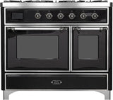 ILVE - 40" Magestic II Series Freestanding Dual Fuel Range - Double Oven - Griddle, Glass Door(s) - Warming Drawer - Natural Gas