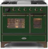 ILVE - 40" Magestic II Series Freestanding Dual Fuel Range - Double Oven - Griddle, Glass Door(s) - Warming Drawer - Natural Gas