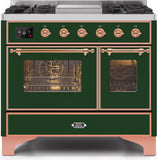 ILVE - 40" Magestic II Series Freestanding Dual Fuel Range - Double Oven - Griddle, Glass Door(s) - Warming Drawer - Natural Gas