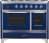 ILVE - 40" Magestic II Series Freestanding Dual Fuel Range - Double Oven - Griddle, Glass Door(s) - Warming Drawer - Natural Gas