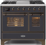 ILVE - 40" Magestic II Series Freestanding Dual Fuel Range - Double Oven - Griddle, Glass Door(s) - Warming Drawer - Natural Gas