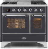 ILVE - 40" Magestic II Series Freestanding Dual Fuel Range - Double Oven - Griddle, Glass Door(s) - Warming Drawer - Natural Gas