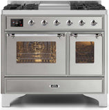 ILVE - 40" Magestic II Series Freestanding Dual Fuel Range - Double Oven - Griddle, Glass Door(s) - Warming Drawer - Natural Gas