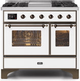 ILVE - 40" Magestic II Series Freestanding Dual Fuel Range - Double Oven - Griddle, Glass Door(s) - Warming Drawer - Natural Gas