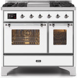 ILVE - 40" Magestic II Series Freestanding Dual Fuel Range - Double Oven - Griddle, Glass Door(s) - Warming Drawer - Natural Gas