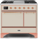 ILVE - 40" Magestic II Series Freestanding Dual Fuel Range - Double Oven - Griddle, Solid Door(s) - Warming Drawer - Natural Gas