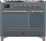 ILVE - 40" Magestic II Series Freestanding Dual Fuel Range - Double Oven - Griddle, Solid Door(s) - Warming Drawer - Natural Gas