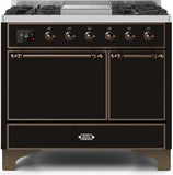 ILVE - 40" Magestic II Series Freestanding Dual Fuel Range - Double Oven - Griddle, Solid Door(s) - Warming Drawer - Natural Gas