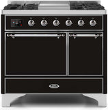 ILVE - 40" Magestic II Series Freestanding Dual Fuel Range - Double Oven - Griddle, Solid Door(s) - Warming Drawer - Natural Gas