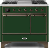 ILVE - 40" Magestic II Series Freestanding Dual Fuel Range - Double Oven - Griddle, Solid Door(s) - Warming Drawer - Natural Gas