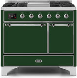 ILVE - 40" Magestic II Series Freestanding Dual Fuel Range - Double Oven - Griddle, Solid Door(s) - Warming Drawer - Natural Gas