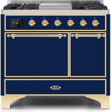 ILVE - 40" Magestic II Series Freestanding Dual Fuel Range - Double Oven - Griddle, Solid Door(s) - Warming Drawer - Natural Gas