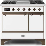 ILVE - 40" Magestic II Series Freestanding Dual Fuel Range - Double Oven - Griddle, Solid Door(s) - Warming Drawer - Natural Gas