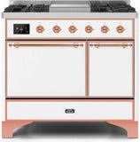 ILVE - 40" Magestic II Series Freestanding Dual Fuel Range - Double Oven - Griddle, Solid Door(s) - Warming Drawer - Natural Gas