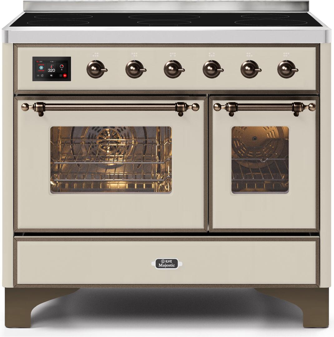 ILVE - 40" Magestic II Series Freestanding Electric Induction Range - Double Oven - Glass Door(s) - Warming Drawer