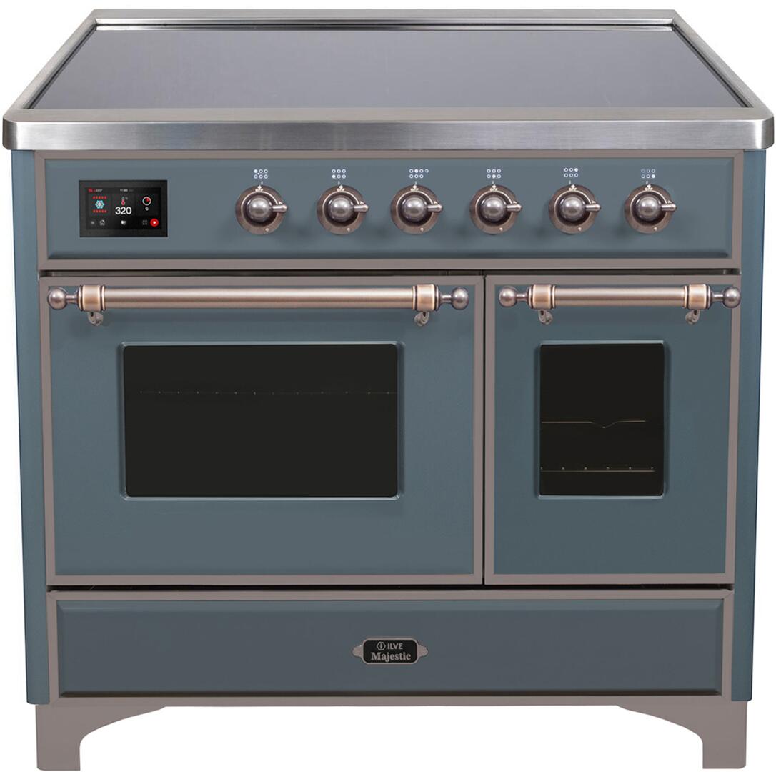 ILVE - 40" Magestic II Series Freestanding Electric Induction Range - Double Oven - Glass Door(s) - Warming Drawer