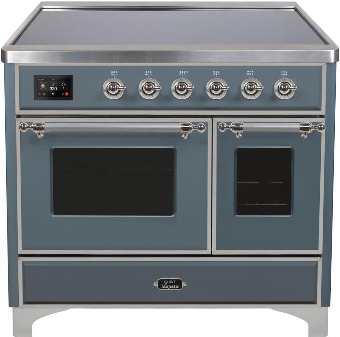 ILVE - 40" Magestic II Series Freestanding Electric Induction Range - Double Oven - Glass Door(s) - Warming Drawer