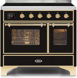 ILVE - 40" Magestic II Series Freestanding Electric Induction Range - Double Oven - Glass Door(s) - Warming Drawer