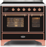 ILVE - 40" Magestic II Series Freestanding Electric Induction Range - Double Oven - Glass Door(s) - Warming Drawer