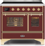 ILVE - 40" Magestic II Series Freestanding Electric Induction Range - Double Oven - Glass Door(s) - Warming Drawer