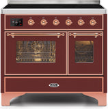 ILVE - 40" Magestic II Series Freestanding Electric Induction Range - Double Oven - Glass Door(s) - Warming Drawer