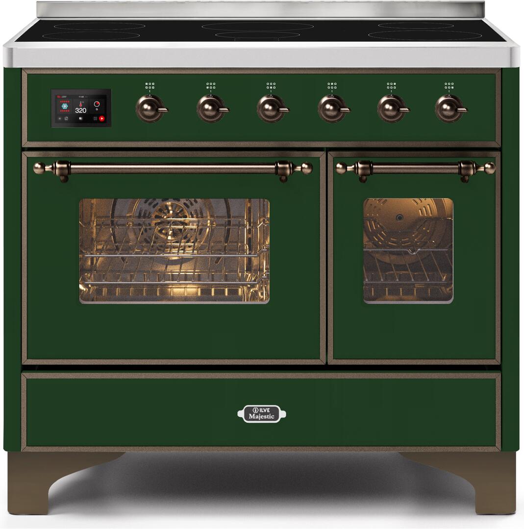 ILVE - 40" Magestic II Series Freestanding Electric Induction Range - Double Oven - Glass Door(s) - Warming Drawer