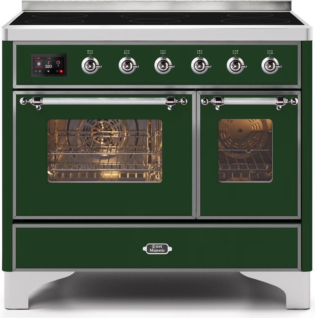 ILVE - 40" Magestic II Series Freestanding Electric Induction Range - Double Oven - Glass Door(s) - Warming Drawer