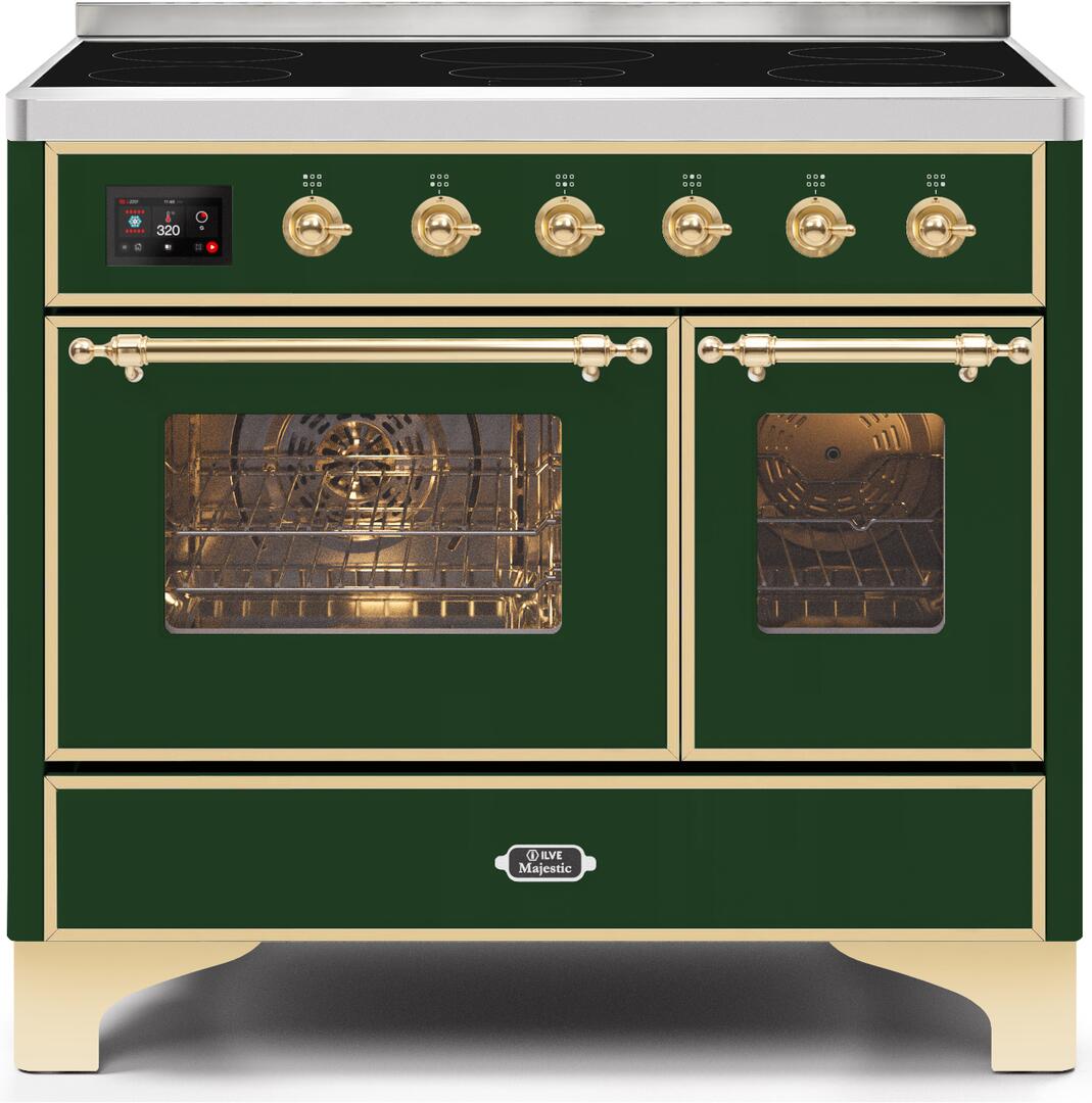 ILVE - 40" Magestic II Series Freestanding Electric Induction Range - Double Oven - Glass Door(s) - Warming Drawer