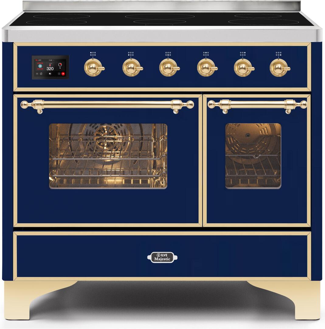 ILVE - 40" Magestic II Series Freestanding Electric Induction Range - Double Oven - Glass Door(s) - Warming Drawer