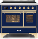 ILVE - 40" Magestic II Series Freestanding Electric Induction Range - Double Oven - Glass Door(s) - Warming Drawer