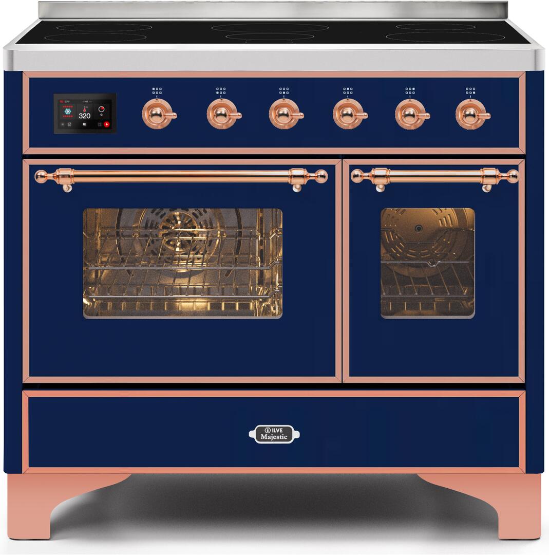 ILVE - 40" Magestic II Series Freestanding Electric Induction Range - Double Oven - Glass Door(s) - Warming Drawer