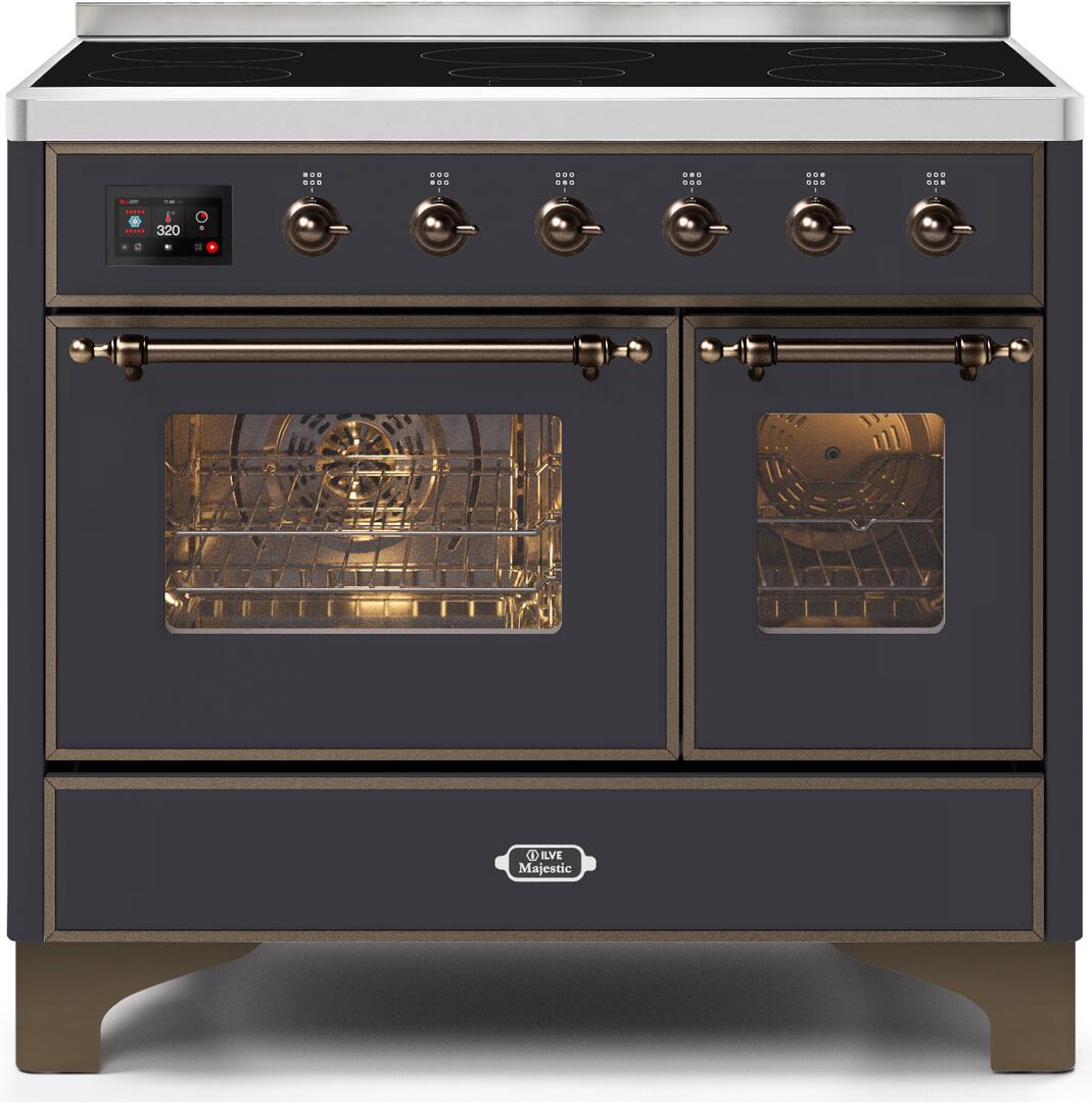 ILVE - 40" Magestic II Series Freestanding Electric Induction Range - Double Oven - Glass Door(s) - Warming Drawer