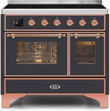 ILVE - 40" Magestic II Series Freestanding Electric Induction Range - Double Oven - Glass Door(s) - Warming Drawer