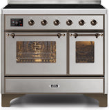 ILVE - 40" Magestic II Series Freestanding Electric Induction Range - Double Oven - Glass Door(s) - Warming Drawer