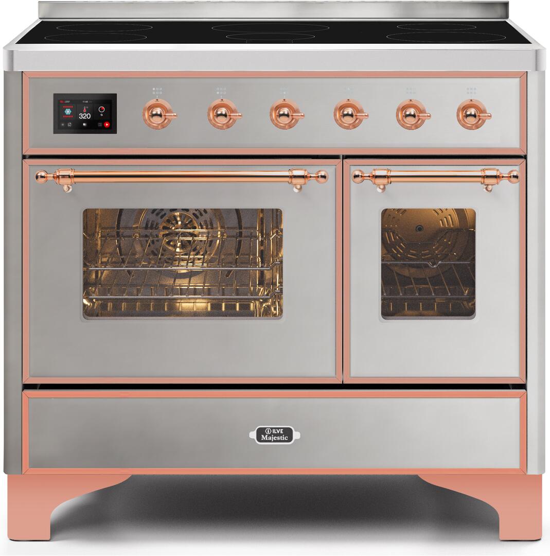 ILVE - 40" Magestic II Series Freestanding Electric Induction Range - Double Oven - Glass Door(s) - Warming Drawer