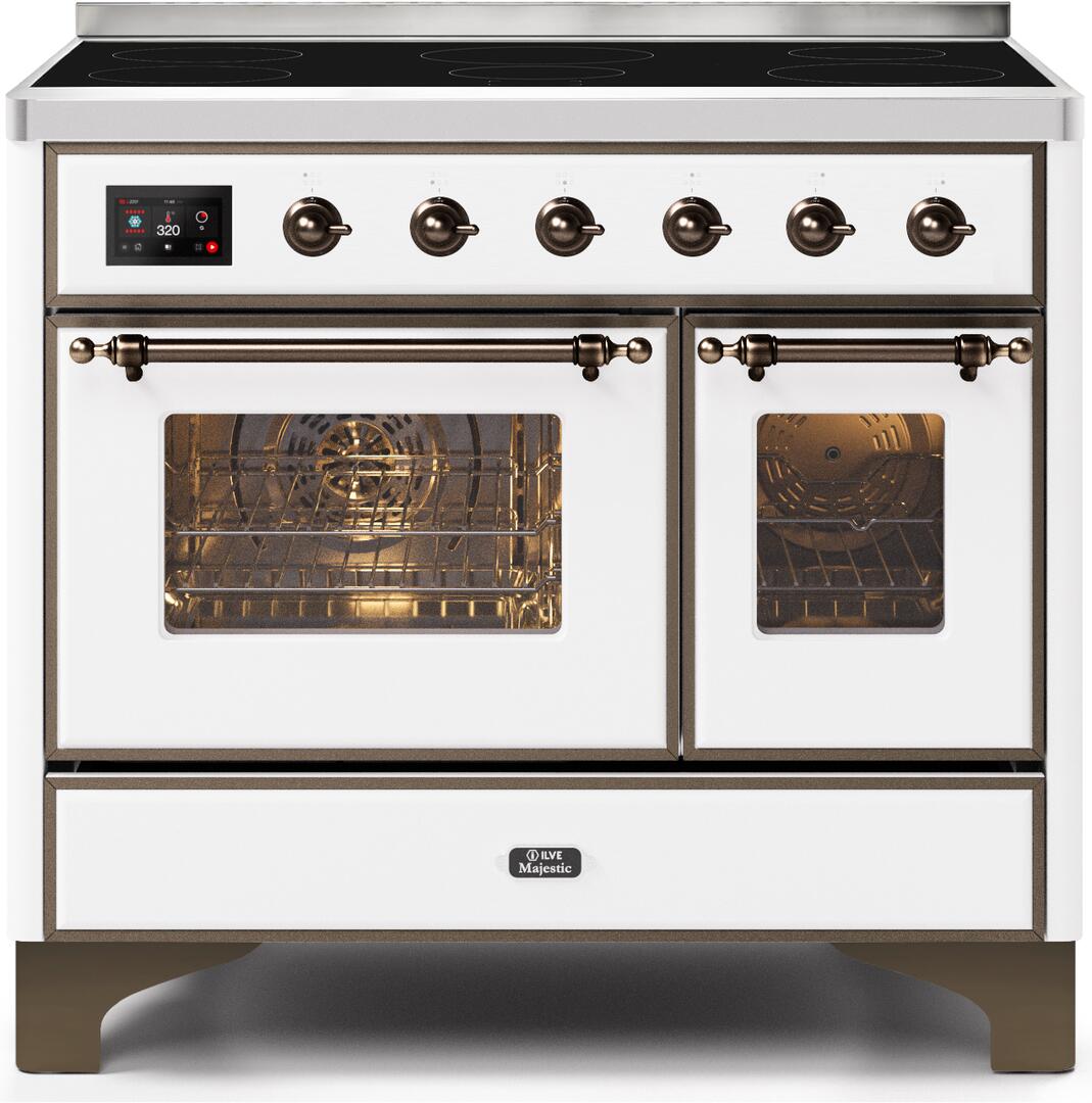 ILVE - 40" Magestic II Series Freestanding Electric Induction Range - Double Oven - Glass Door(s) - Warming Drawer