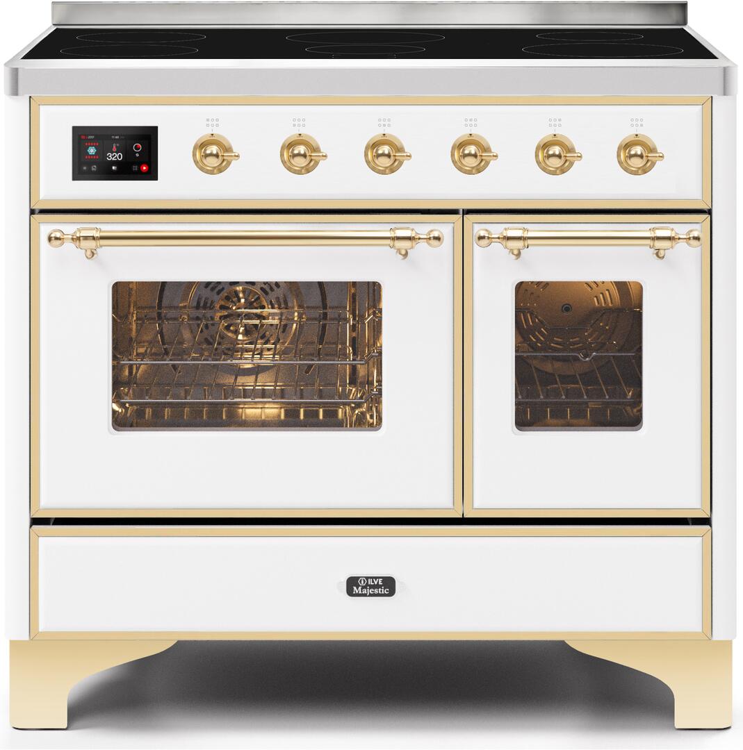 ILVE - 40" Magestic II Series Freestanding Electric Induction Range - Double Oven - Glass Door(s) - Warming Drawer