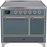 ILVE - 40" Magestic II Series Freestanding Electric Induction Range - Double Oven - Solid Door(s) - Warming Drawer