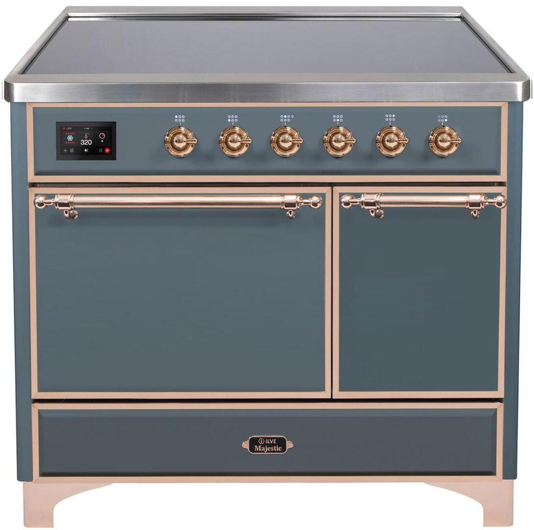 ILVE - 40" Magestic II Series Freestanding Electric Induction Range - Double Oven - Solid Door(s) - Warming Drawer