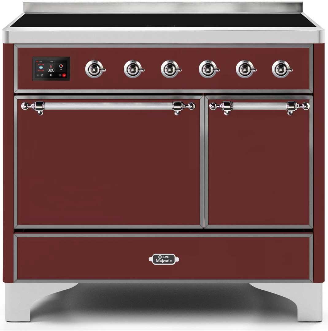 ILVE - 40" Magestic II Series Freestanding Electric Induction Range - Double Oven - Solid Door(s) - Warming Drawer