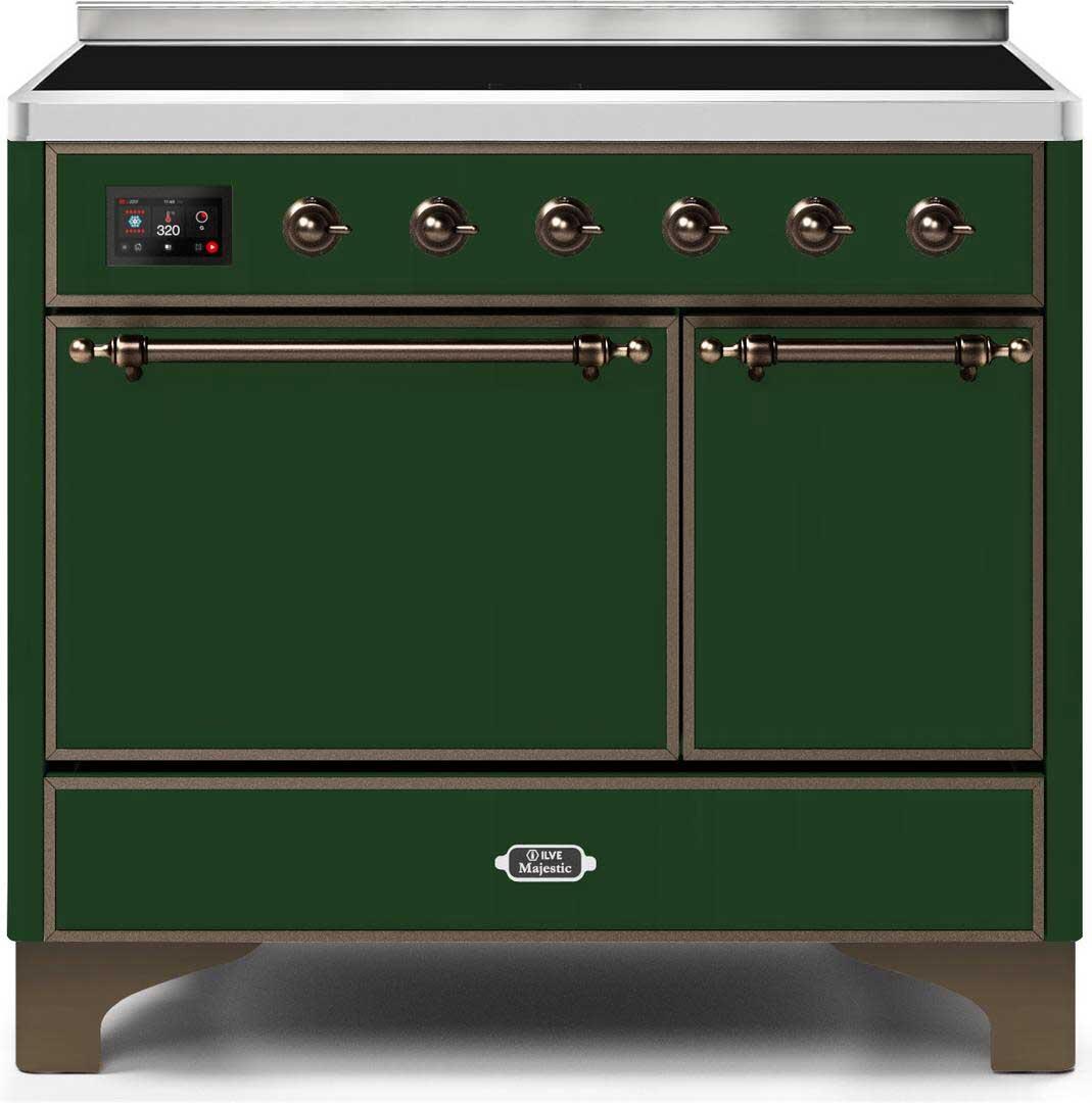 ILVE - 40" Magestic II Series Freestanding Electric Induction Range - Double Oven - Solid Door(s) - Warming Drawer