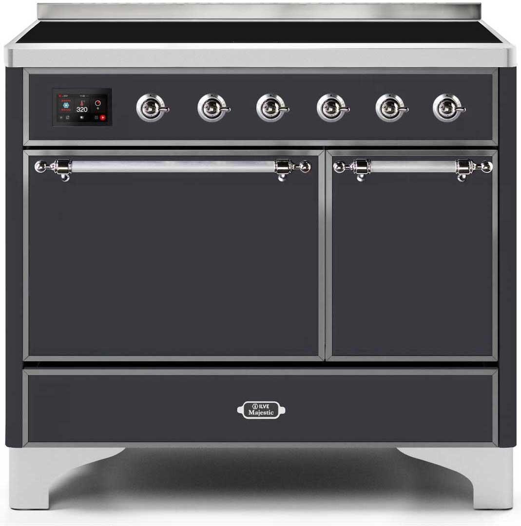 ILVE - 40" Magestic II Series Freestanding Electric Induction Range - Double Oven - Solid Door(s) - Warming Drawer